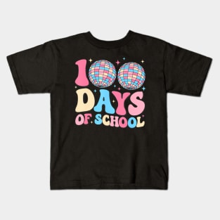 Happy 100Th Day Of School Teacher Groovy Disco Ball 100 Days Kids T-Shirt